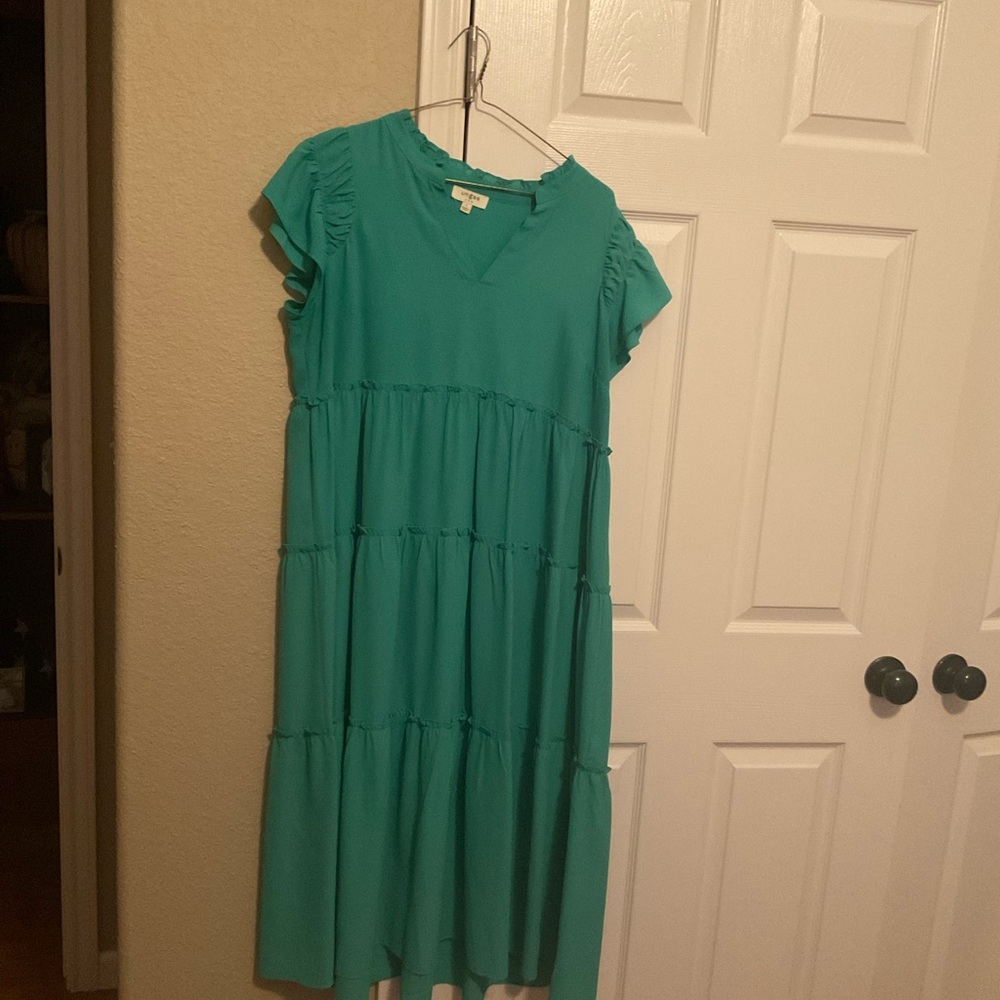 Green Tiered Midi Dress